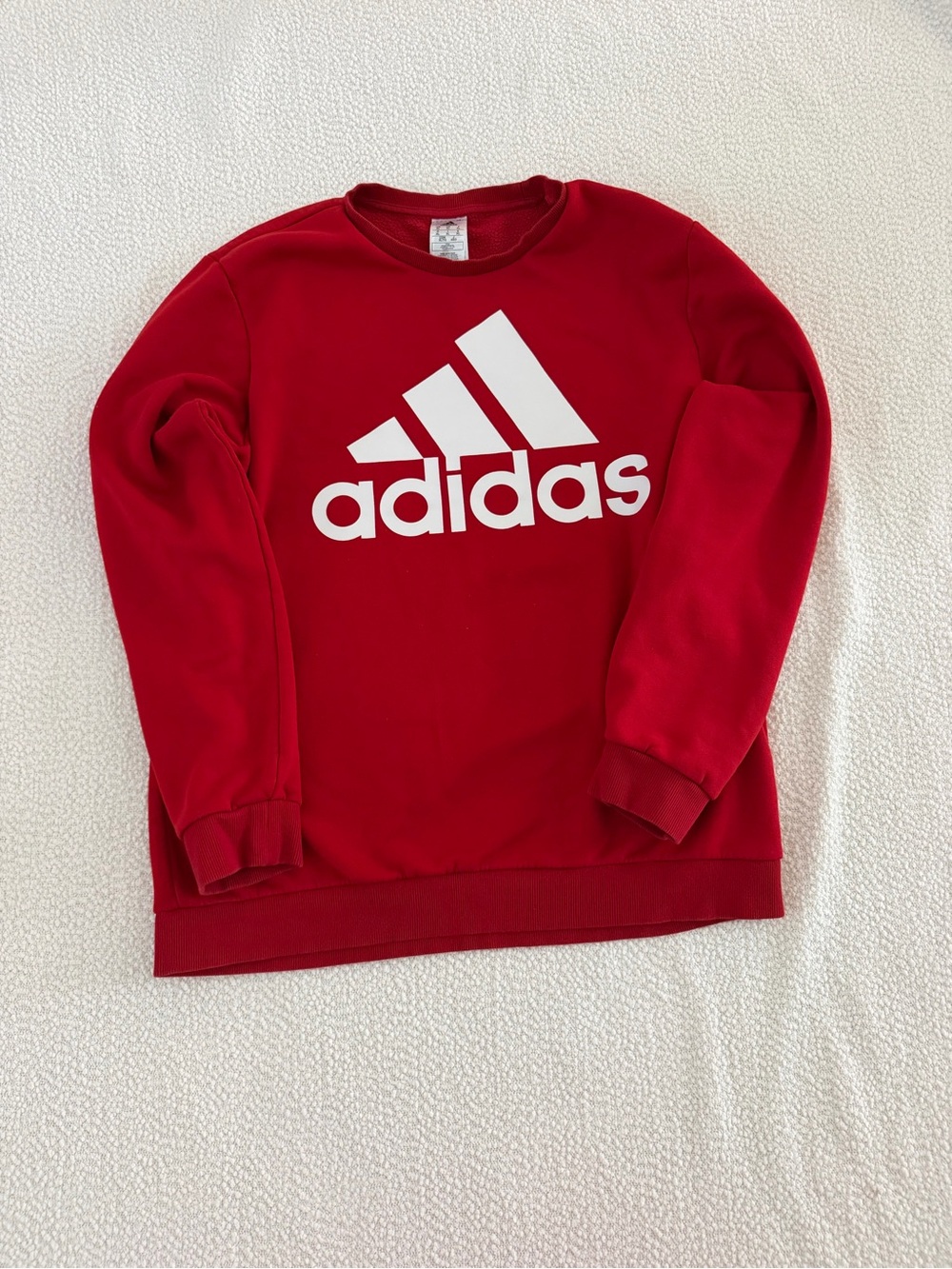 Adidas Mens Red Crewneck Sweatshirt with White Logo